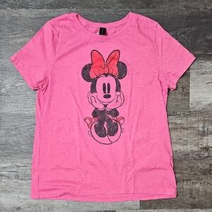 Women's Large Pink Minnie Mouse T-Shirt